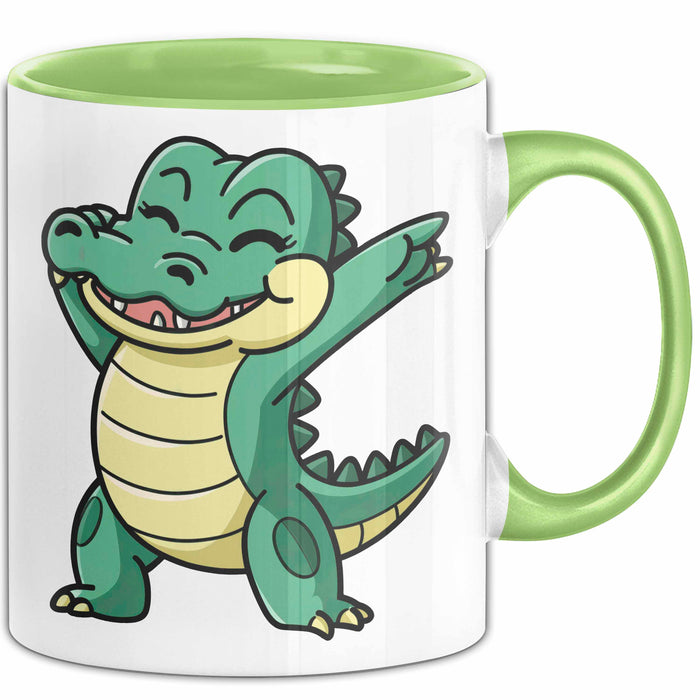 Dabendes Krokodil Tier Tasse Geschenk Lustige Geschenkidee Spruch Grün Trendation