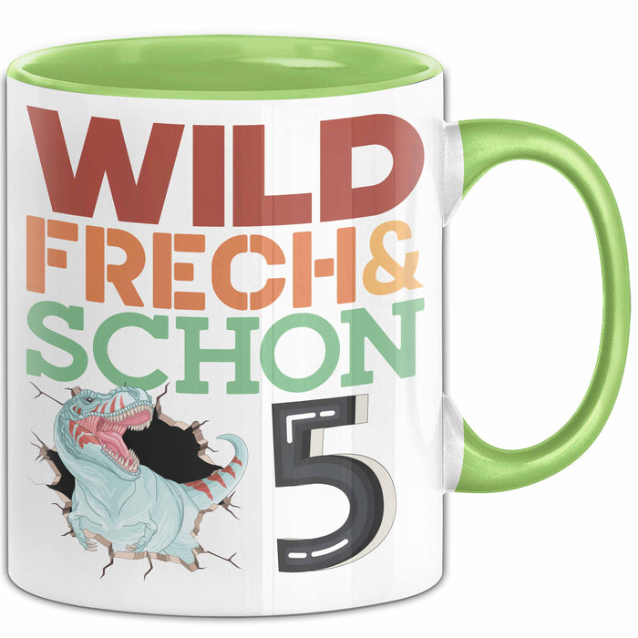 5. Geburtstag Geschenk Tasse Becher Wild Frech Und Schon 5 Grün Trendation