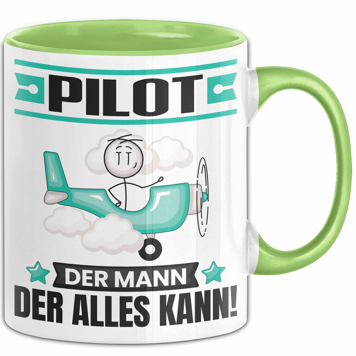 Pilot Tasse Geschenk für Pilot Der Mann Der Alles Kann Geschenkidee zum Geburtstag Grün Trendation