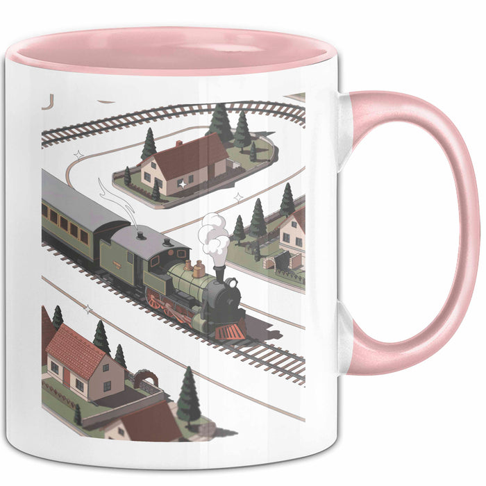 Modelleisenbahn Sammler Tasse Geschenk Lustige Geschenkidee Spruch Für Miniatur Bahn Fans Rosa Trendation