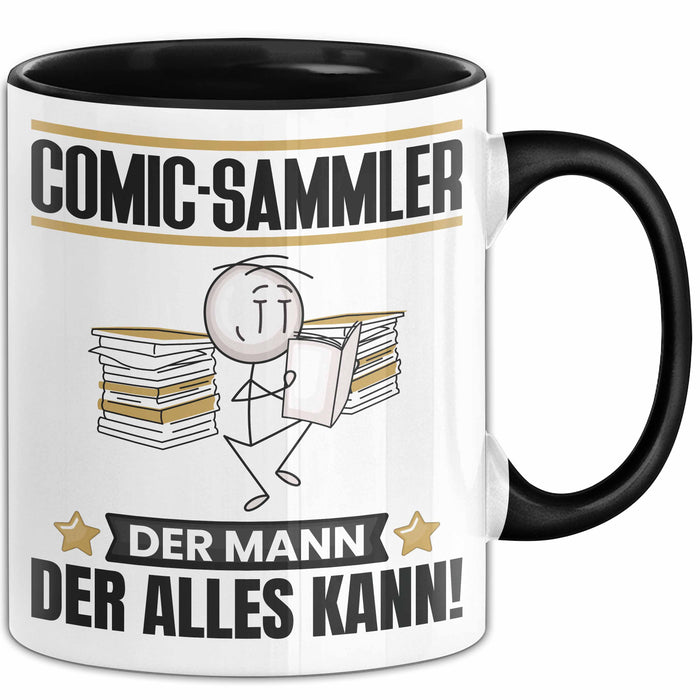 Comic-Sammler Tasse Geschenk für Comic-Sammler Der Mann Der Alles Kann Geschenkidee zum Geburtstag Schwarz Trendation