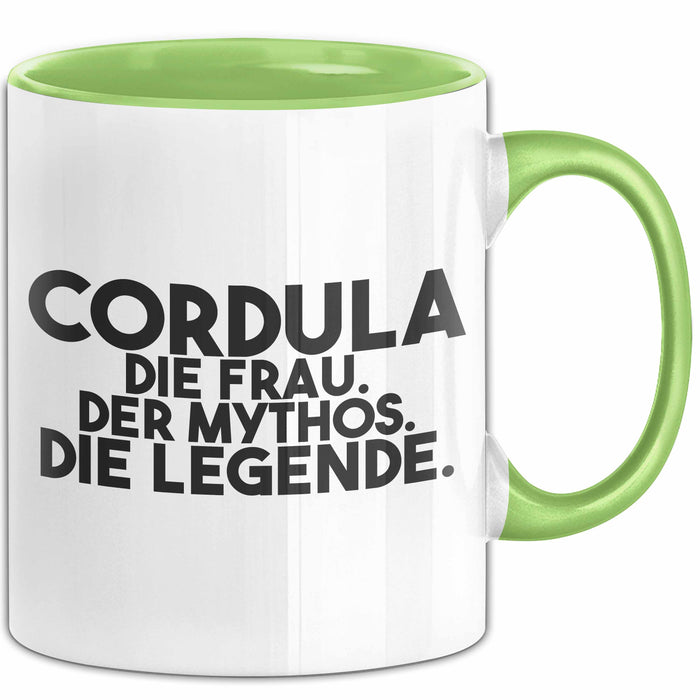 Cordula Tasse Cordula – Die Frau. Der Mythos. Die Legende. Geschenk Grün Trendation
