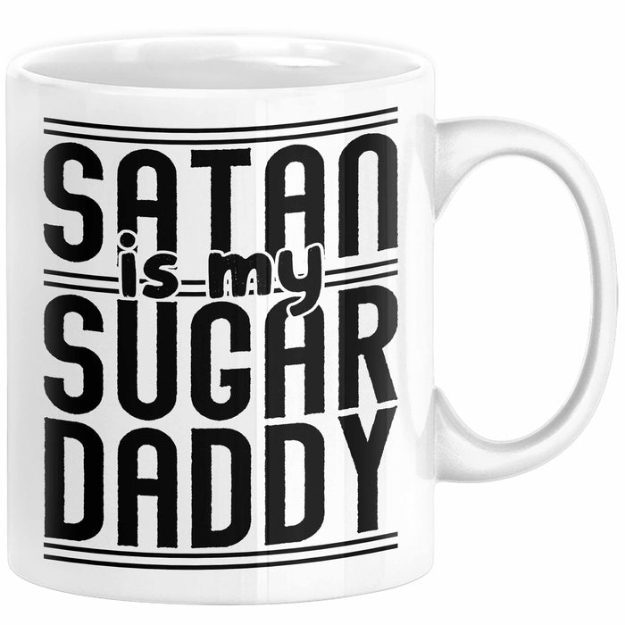 Satan Is My Sugar Daddy Geschenk Tasse Satanisten Kaffee-Becher Weiß Trendation