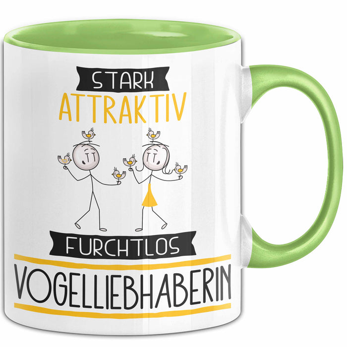 Vogelliebhaberin Tasse Geschenk Becher Stark Attraktiv Furchtlos Vogelliebhaberin Lustige Geschenkidee Grün Trendation