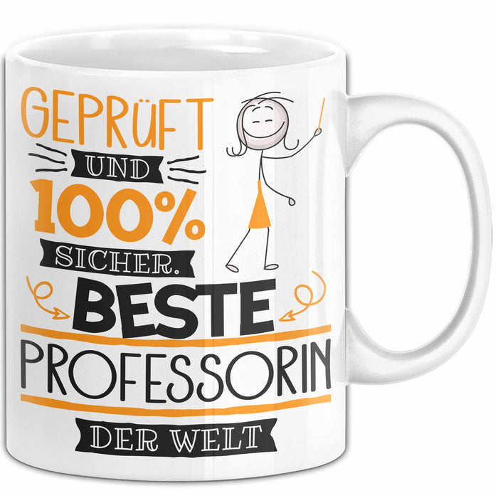 Beste Professorin Der Welt Tasse Geschenk für Eine Professorin Geprüft Und Sicher Geschenkidee Geburtstag Weihnachten Weiß Trendation