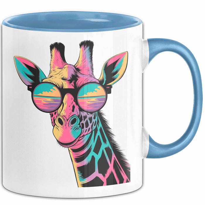 Giraffe Mit Sonnenbrille Tasse Geschenk Lustige Geschenkidee Spruch Blau Trendation