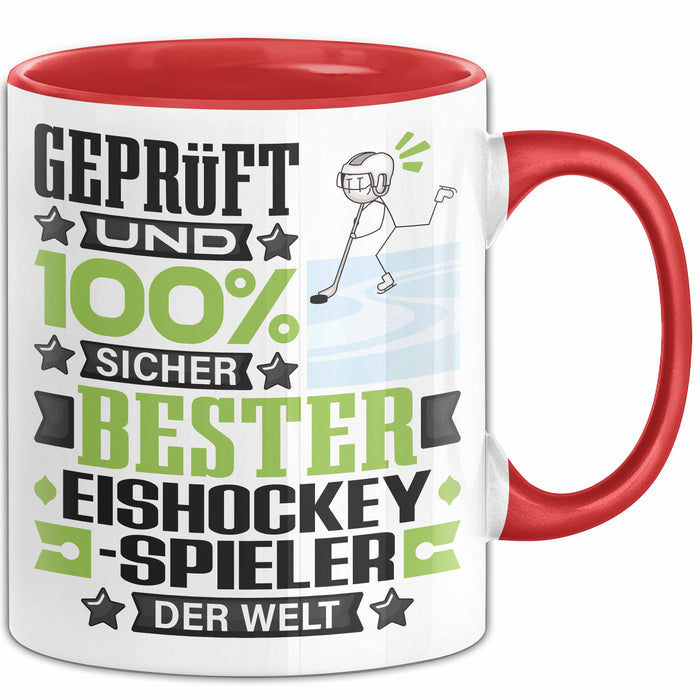 Eishockeyspieler Geschenk Lustiger Spruch für Eishockeyspieler Geschenkidee Bester Eishockeyspieler Der Welt Rot Trendation