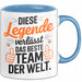 Büro Arbeit Kollege Tasse Becher Geschenk Lustige Geschenkidee Spruch Diese Legende Verlässt Das Beste Team Der Welt Blau Trendation
