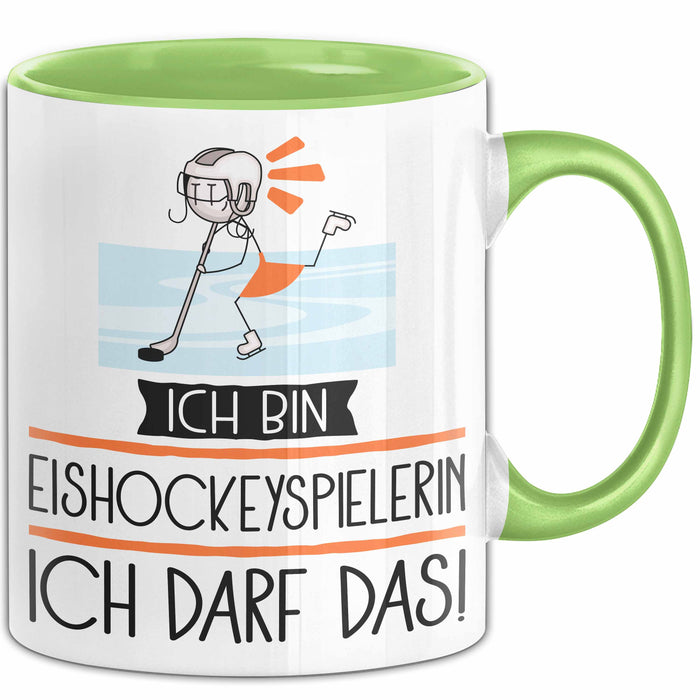 Geschenk für Eishockeyspielerin Tasse Lustige Geschenkidee Geburtstag Ich Bin Eishockeyspielerin Ich Darf Das Grün Trendation