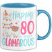 80er Geburtstag Tasse Geschenk Happy 80 And Glamarous Llama Alpaka Liebhaber Geschenkidee zum Geburtstag Blau Trendation