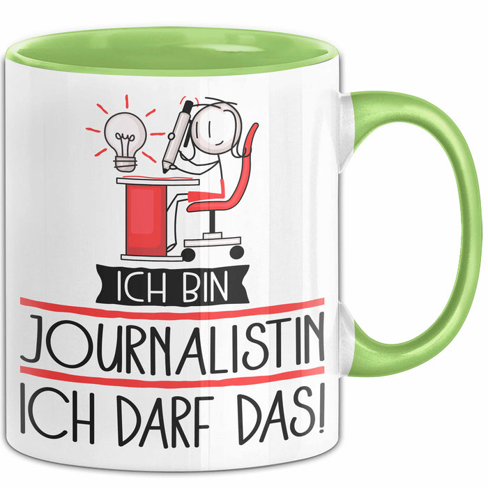 Geschenk für Journalistin Tasse Lustige Geschenkidee Geburtstag Ich Bin Journalistin Ich Darf Das Grün Trendation
