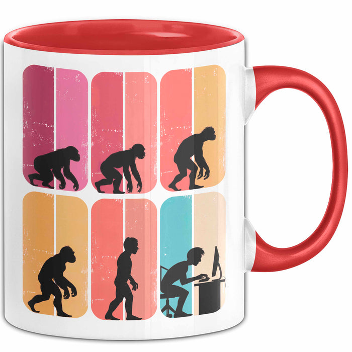 Gamer PC Gaming Liebhaber Tasse Geschenk Lustige Geschenkidee Spruch Gamer Evolution Rot Trendation