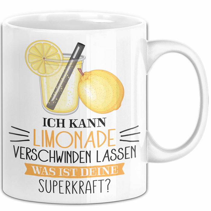 Limonade-Liebhaber Tasse Geschenk Ich Kann Limonade Verschwinden Lassen Was Ist Deine Superkraft Becher Geschenkidee Limonade Kaffee-Becher Weiß Trendation