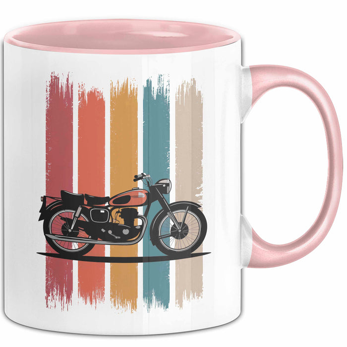 Retro Motorrad Tasse Geschenk Lustige Geschenkidee Spruch Rosa Trendation