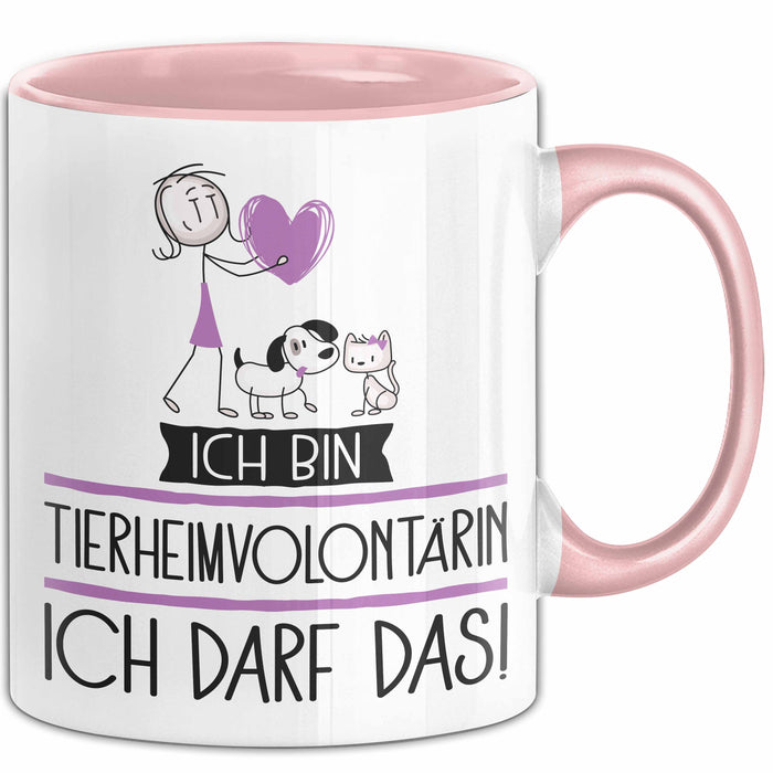 Geschenk für Tierheimvolontärin Tasse Lustige Geschenkidee Geburtstag Ich Bin Tierheimvolontärin Ich Darf Das Rosa Trendation