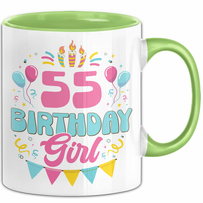55. Geburtstag Tasse Frauen Mädchen Geschenkidee Lustig 55 Birthday Girl Lustiger Spruch Mutter Mama Grün Trendation