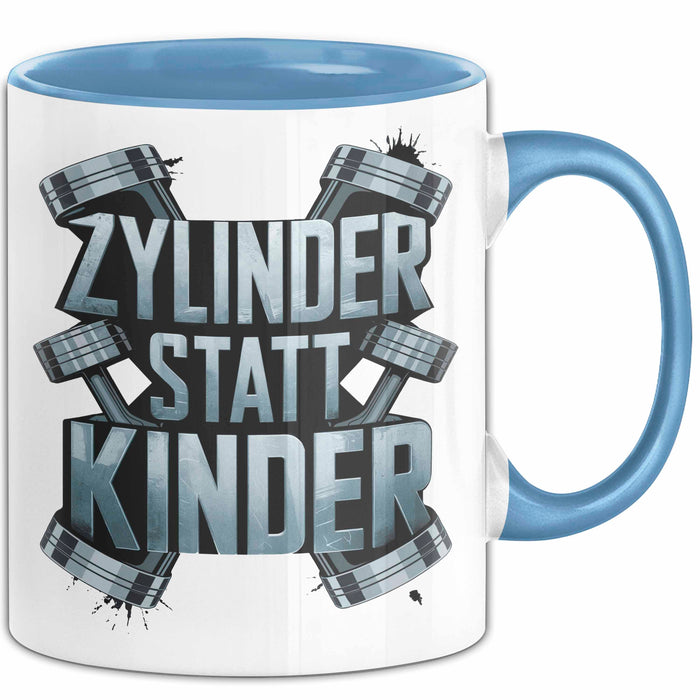 Automechaniker Tasse Geschenk Lustige Geschenkidee Spruch Zylidner Statt Kinder Blau Trendation