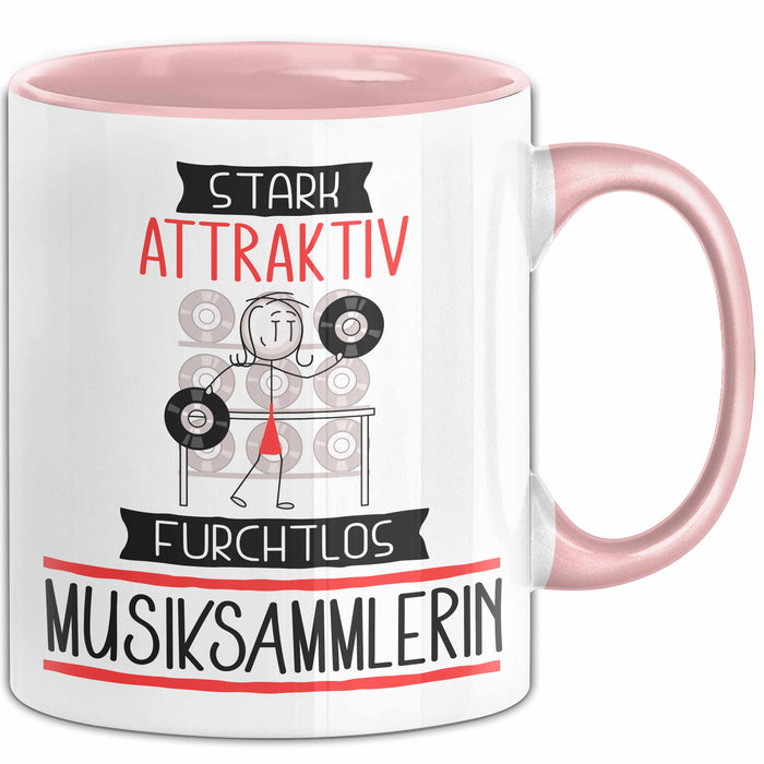 Musiksammlerin Tasse Geschenk Becher Stark Attraktiv Furchtlos Musiksammlerin Lustige Geschenkidee Rosa Trendation