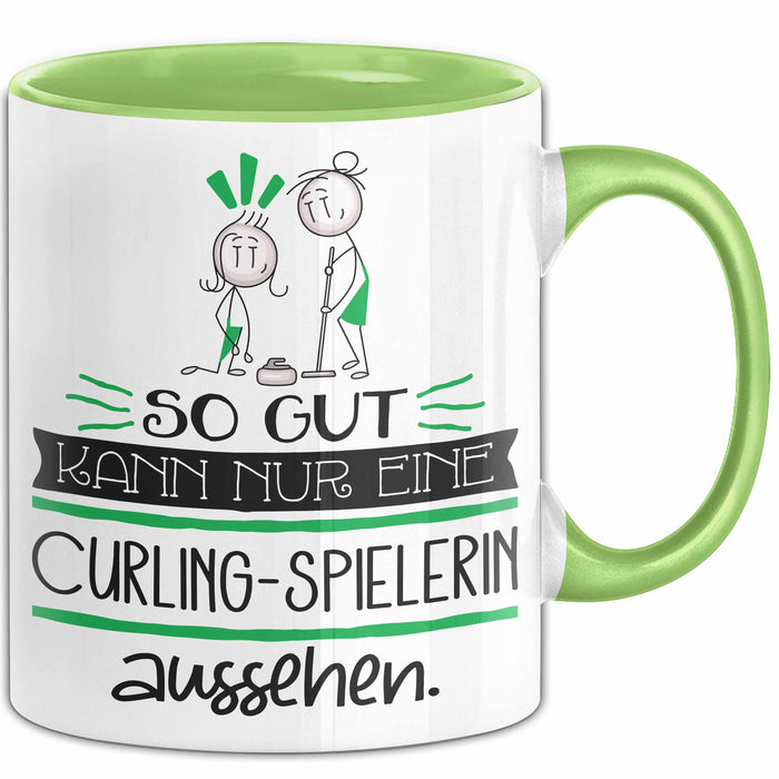 Curling-Spielerin Geschenk Tasse So Gut Kann Nur Eine Curling-Spielerin Aussehen Geschenkidee Geburtstag Weihnachten Lustig Grün Trendation
