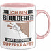 Boulderer Tasse Geschenk für Boulderer Geburtstag Lustiger Spruch Kaffee-Becher Was Ist Deine Superkraft Rosa Trendation
