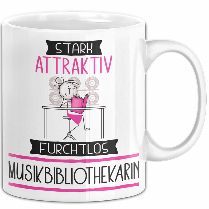 Musikbibliothekarin Tasse Geschenk Becher Stark Attraktiv Furchtlos Musikbibliothekarin Lustige Geschenkidee Weiß Trendation