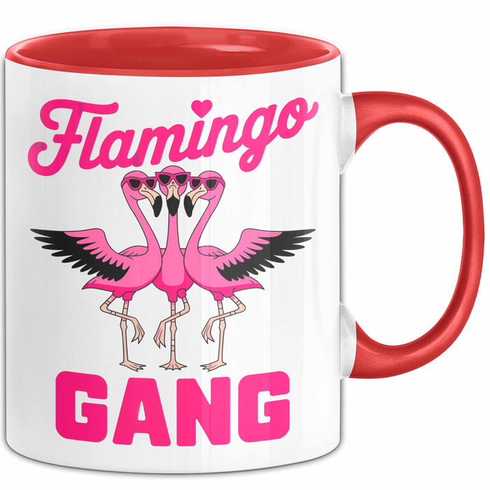 Flamingo Tier Tasse Geschenk Lustige Geschenkidee Spruch Flamingo Gang Rot Trendation