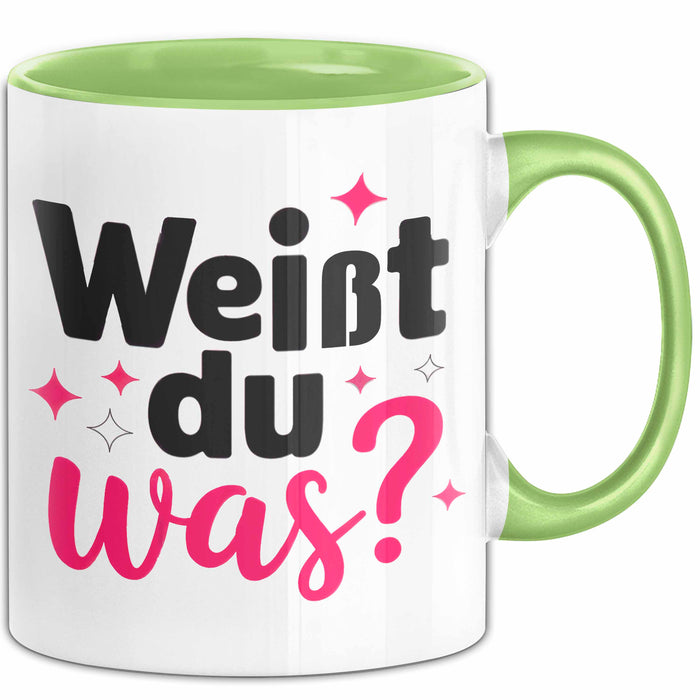 Big Sister Ältere Geschwister Schwestern Tasse Becher Geschenk Lustige Geschenkidee Spruch Weißt Du Was Grün Trendation