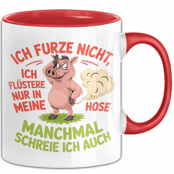 Schweinebauer Schweine Tier Tasse Geschenk Lustige Geschenkidee Spruch Ich Furze Nicht Ich Flüstere Nur In Meine Hose Rot Trendation