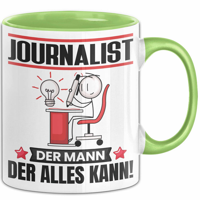 Journalist Tasse Geschenk für Journalist Der Mann Der Alles Kann Geschenkidee zum Geburtstag Grün Trendation