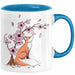 Fuchs Tasse Geschenk Fox Japanese Kirschblüte Blume Vintage Fuchs Kaffee-Becher Blau Trendation