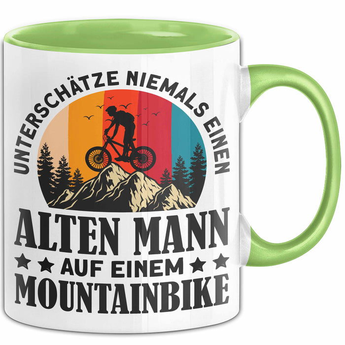 unterschätze niemals einen alten mann mit einem mountainbike Mtb Mountainbilker Geschenk Tasse Unterschätze Niemals Einen Alten Man — TrendationStore