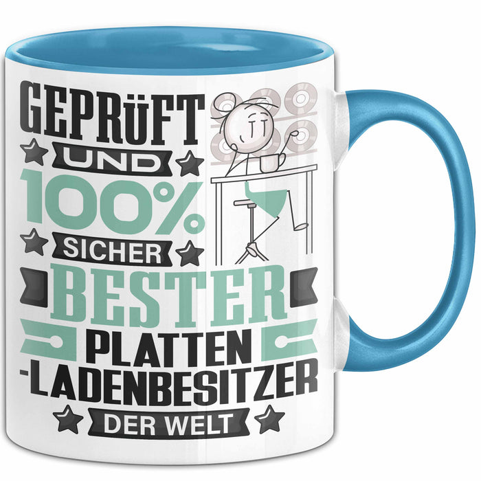 Plattenladenbesitzer Geschenk Lustiger Spruch für Plattenladenbesitzer Geschenkidee Bester Plattenladenbesitzer Der Welt Blau Trendation