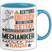 Mechaniker Geschenk Tasse Lustiger Spruch Erheben Sie Sich Der Mechaniker Betritt den Raum Blau Trendation