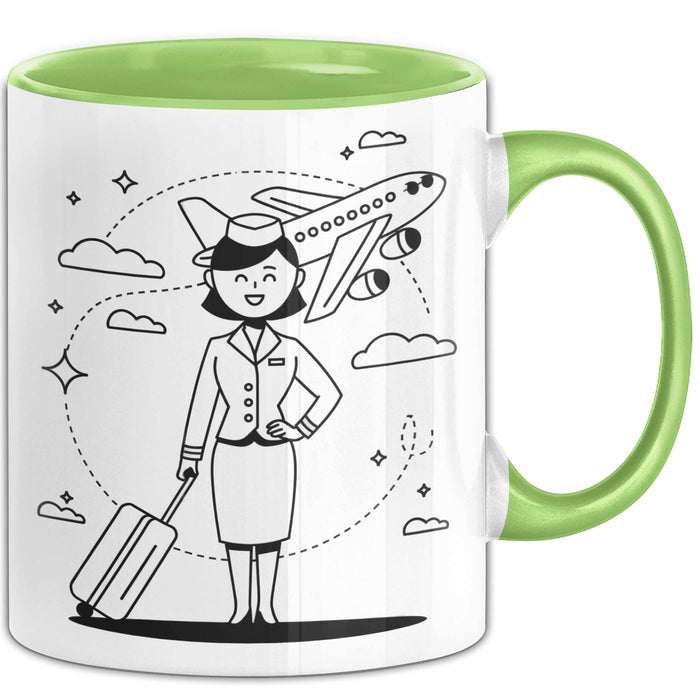 Flugbegleiter Tasse Geschenk Lustige Geschenkidee Spruch Für Reise Crew Grün Trendation