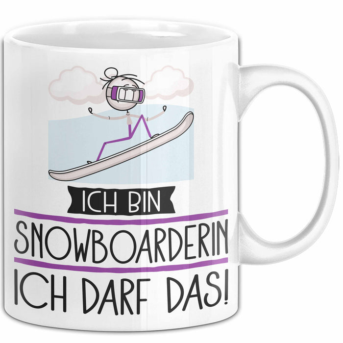 Geschenk für Snowboarderin Tasse Lustige Geschenkidee Geburtstag Ich Bin Snowboarderin Ich Darf Das Weiß Trendation