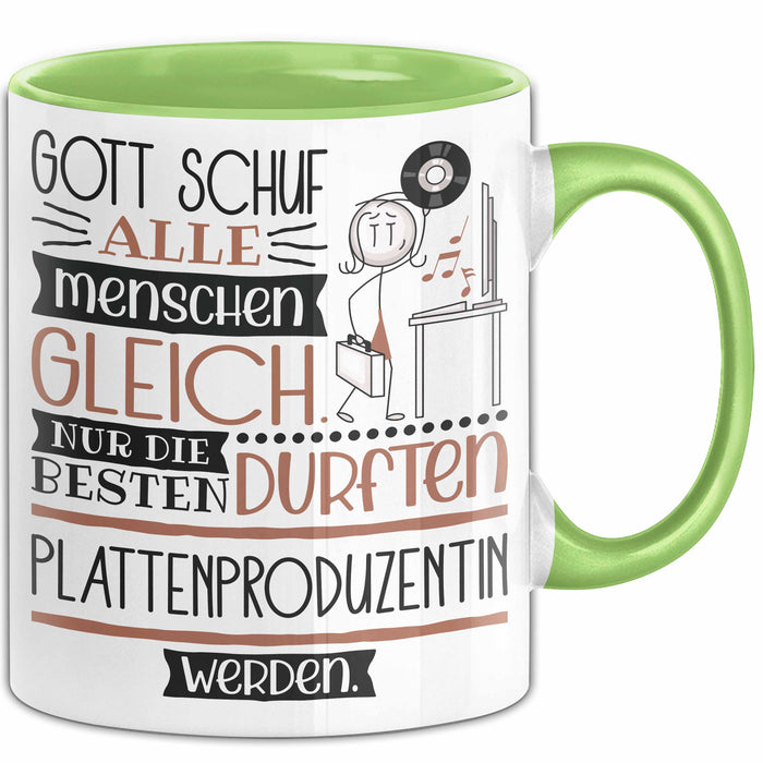 Plattenproduzentin Geschenk Becher Tasse Gott Schuf Alle Menschen Gleich Nur Die Besten Durfeten Plattenproduzentin Werden Geschenkidee Lustig Grün Trendation