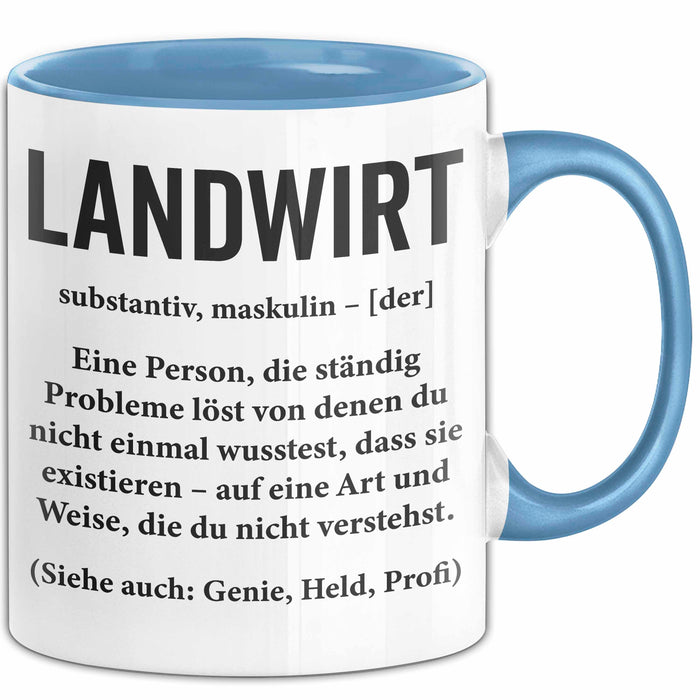 Bauer Sarkastisch Sarkasmus Tasse Geschenk Lustige Geschenkidee Spruch Landwirt Definition Blau Trendation