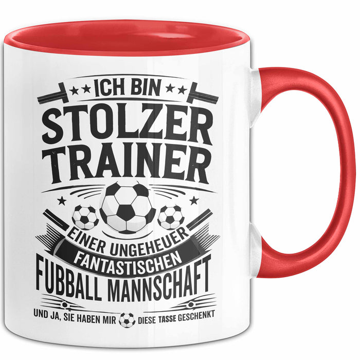 Fußballtrainer Tasse Geschenk Lustige Geschenkidee Spruch Stolzer Trainer Rot Trendation
