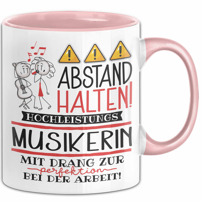 Musikerin Tasse Geschenk Lustig Abstand Halten Hochleistungs-Musikerin Mit Drang Zur Perfektion Bei Der Arbeit Rosa Trendation