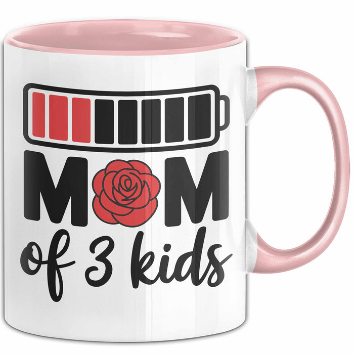 Mama Tasse Geschenk Mom Of 3 Kids Geschenkidee Mama Drei Kinder Muttertag Rosa Trendation