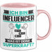 Influencer Tasse Geschenk für Influencer Geburtstag Lustiger Spruch Kaffee-Becher Was Ist Deine Superkraft Rosa Trendation