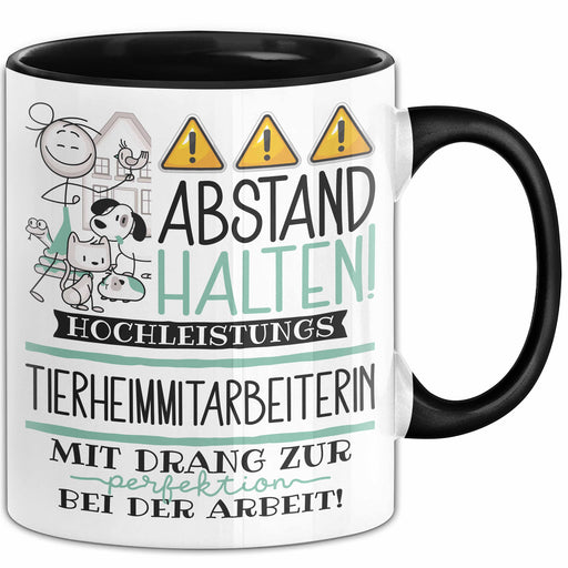 Tierheimmitarbeiterin Tasse Geschenk Lustig Abstand Halten Hochleistungs-Tierheimmitarbeiterin Mit Drang Zur Perfektion Bei Der Arbeit Trendation