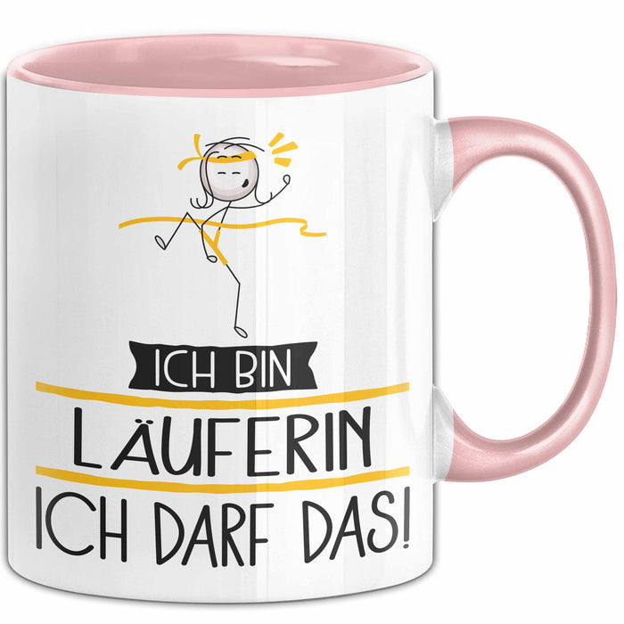 Geschenk für Läuferin Tasse Lustige Geschenkidee Geburtstag Ich Bin Läuferin Ich Darf Das Rosa Trendation