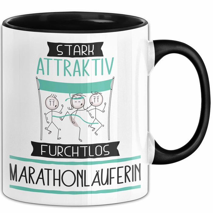 Marathonläuferin Tasse Geschenk Becher Stark Attraktiv Furchtlos Marathonläuferin Lustige Geschenkidee Trendation