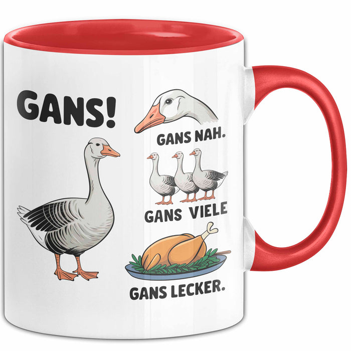 Gans Tier Gänse Bauer Tasse Becher Geschenk Lustige Geschenkidee Spruch Gänsearten Rot Trendation