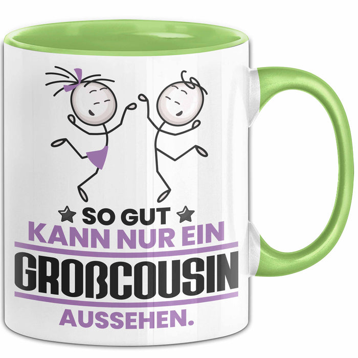 Großcousin Geschenk Tasse So Gut Kann Nur Ein Großcousin Aussehen Geschenkidee Kaffee-Becher Grün Trendation
