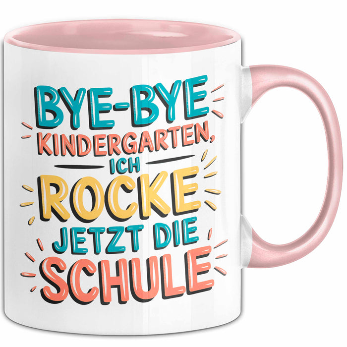 Grundschüler Tasse Geschenk Lustige Geschenkidee Spruch Bye Bye Kindergarten Rosa Trendation