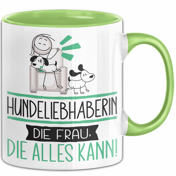 Hundeliebhaberin Geschenk Tasse Becher Die Frau Die Allen Kann Geschenkidee für eine Hundeliebhaberin Lustig Grün Trendation