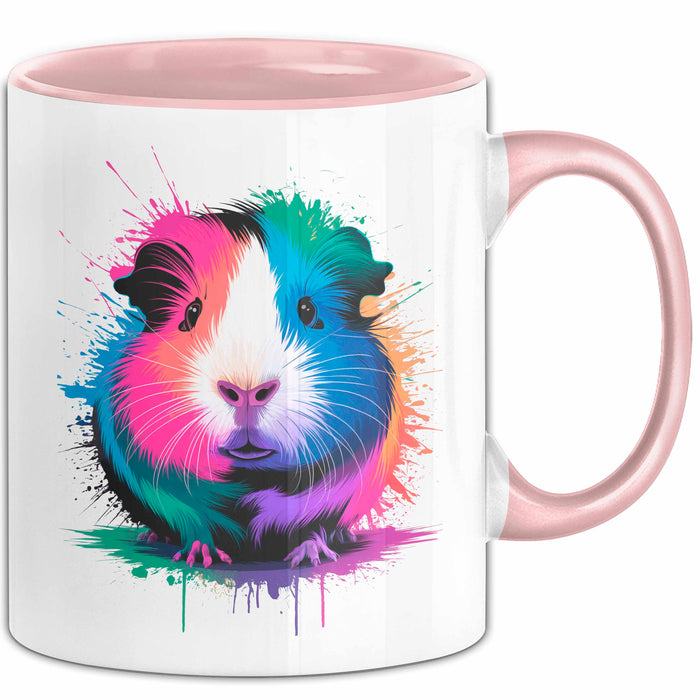 Buntes Meerschweinchen Tierliebhaber Tasse Geschenk Lustige Geschenkidee Spruch Rosa Trendation
