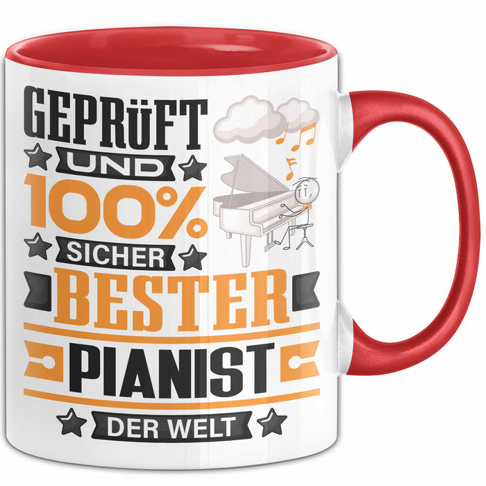 Pianist Geschenk Lustiger Spruch für Pianist Geschenkidee Bester Pianist Der Welt Rot Trendation
